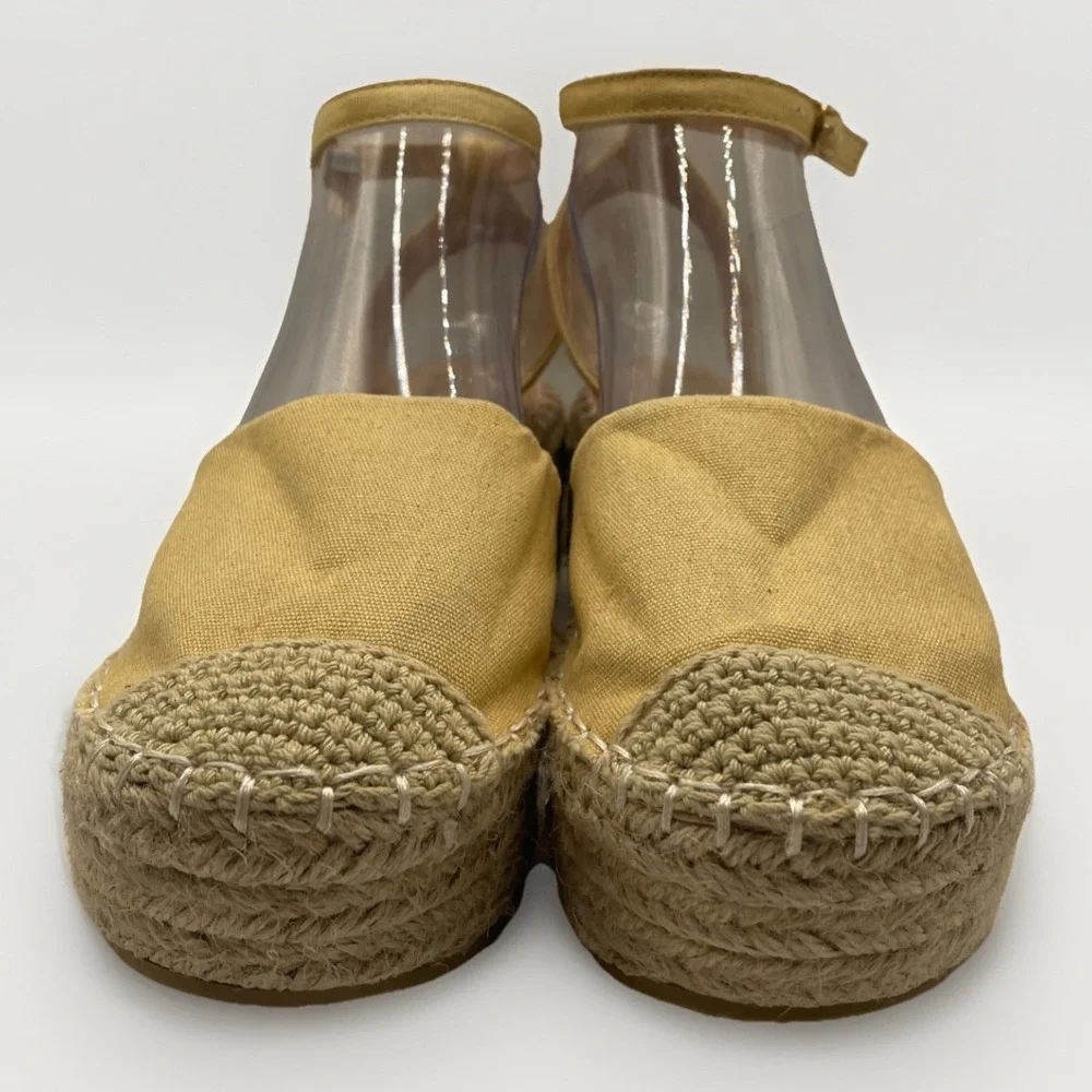 Lulus Janelle Platform Marigold Canvas Espadrille Sandals Women's Size 8